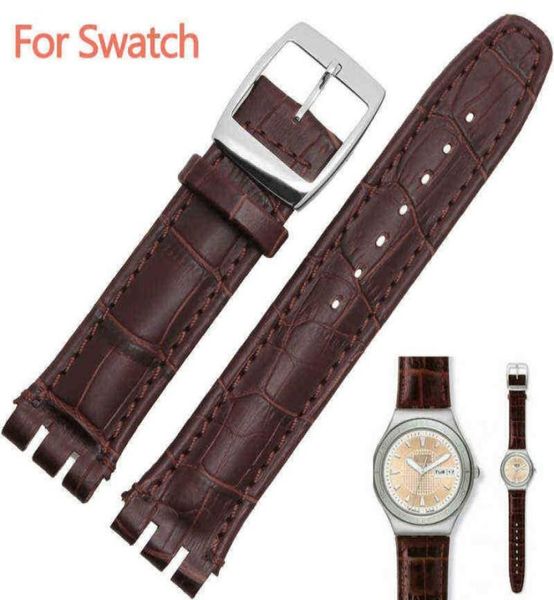 

17mm 19mm strap for s band genuine calf leather strap band black brown white waterproof h2204197401434