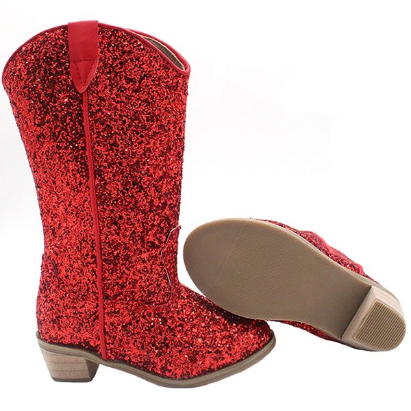 

sneakers cowgirls boots for girls sparkly sequin western boots cowboys princess shoes children fall winter glitter boots kids vintage 230816, Black;red