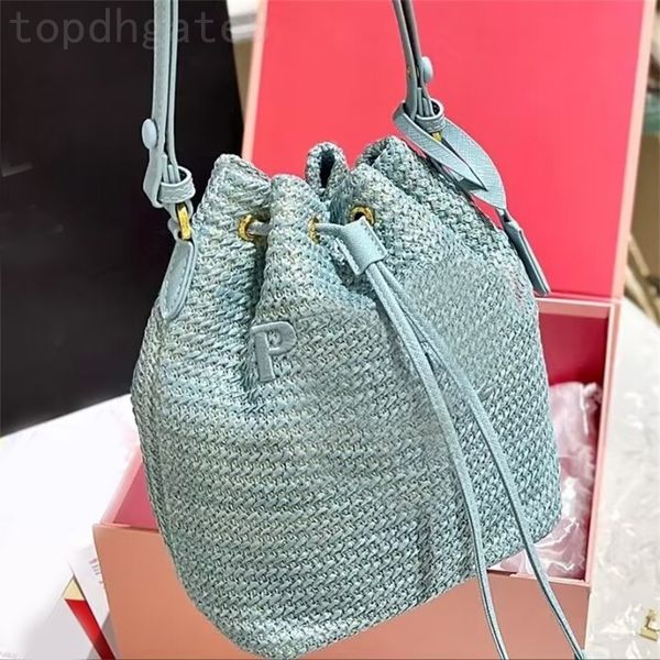 

designer purse hobo straw bag triangle shoulder bag for womens pink blue black morden bolso fashion drawstring beach bag with zipper white p