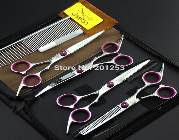 

whole stainless steel 60inch 4pcsset jason pet grooming scissors silver dog shears straight thinningcurved scissorslzs0649513590