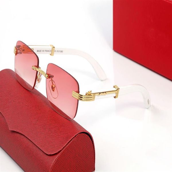 

metal wood white rectangular business sunglasses casual simple men and women master design style with original box2556, White;black