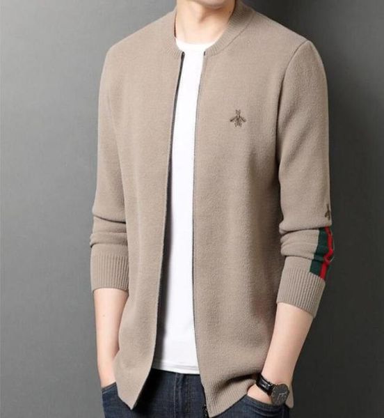 

2021 men039s sweaters autumn and winter new knitted cardigan temperament thick business men039s jacket casual sweater6127527, White;black