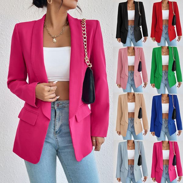 

womens suits blazers fashion spring traf jacket 25 34 solid polyester cotton non strech long sleeve office lady in outerwears 230817, White;black