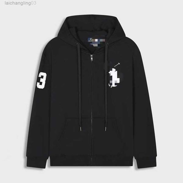 

mens hoodies sweatshirts designer men sweater zip half hoodie loose horse jackets polo clothig asian laurensav302, Black