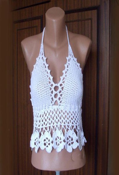 

white lace crochet bralette backless bikini festival crochet white crop bikini bustier swimwear halter neck bra4195681, White;black