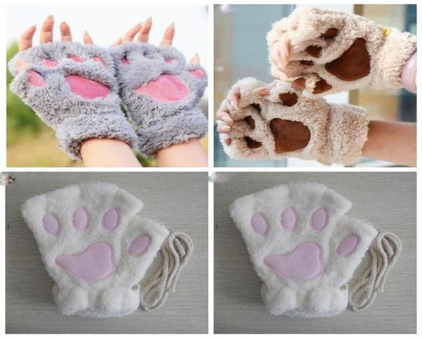

plush gloves winter mittens paws cat claw glove bare gloves lovely gloves perform prop cute ysy1181814005, White