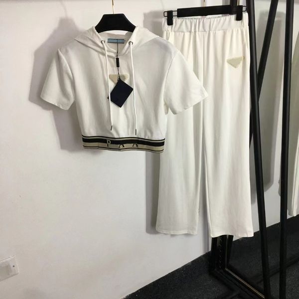 

2023 designer two-piece sportswear fashion brand monogram logo short sleeve t-shirt and loose pants clothing jogging designer women's s, White