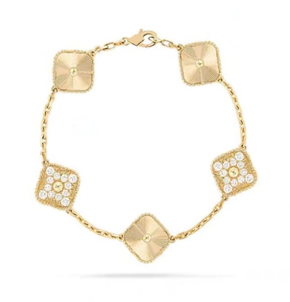 

lucky clover bracelet brand letterv cleef tennis chain charm bracelets mens designer jewelry for women party christmas presents g1483848, Golden;silver
