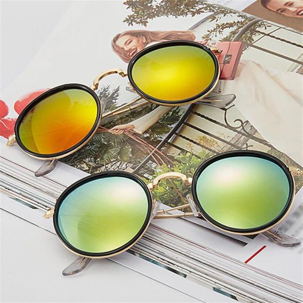 

stylish round sunglasses men women designer sun glasses metal frame outdoor uv400 protection eyewear q48 with cases270m, White;black