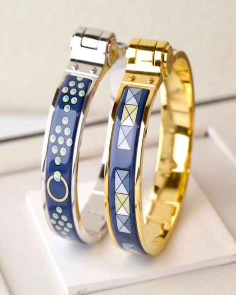 

enamel clic bangle for women charm bracelets 12mm small size snapfastener dark blue enamel7271297, Golden;silver