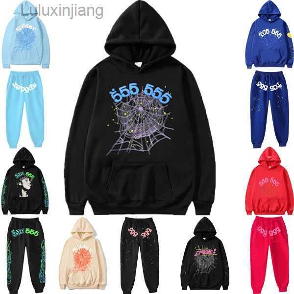 

men women designer street hip-hop young thug star hoodie sp5der 555555 print couple tracksuit, Black