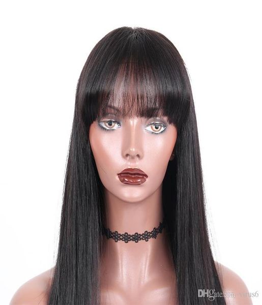 

13x4 lace front human hair wigs european human hair straight hair full lace with thin skin perimeter wig for b5674387, Black
