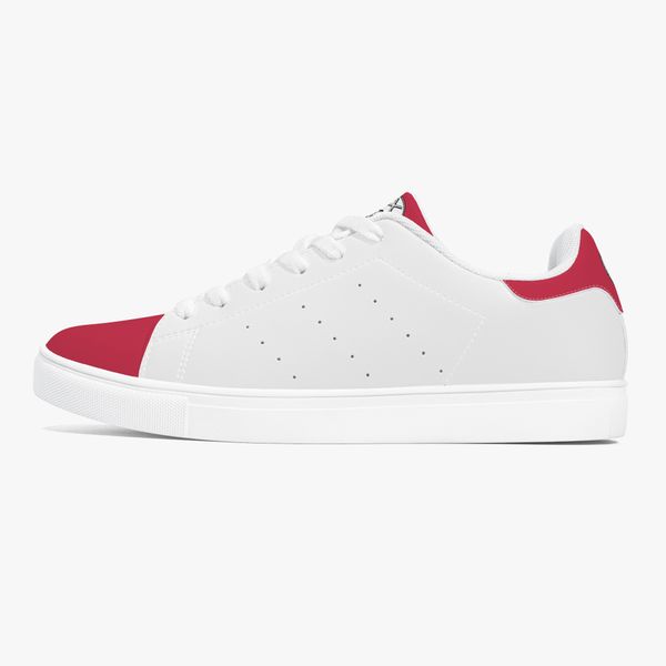 

low cut shoes classic red and white color scheme