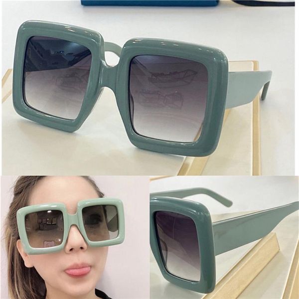 

luxury- designer women sunglasses 0783s big square plank frame glasses summer wild style vivid mint green color frame uv400 protec279o, White;black
