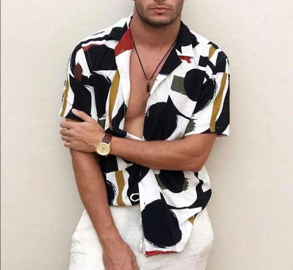 

men shirts hawaiian shirts short sleeved shirt fashion printed summer shirt for male streewear shirts 1037508, White;black