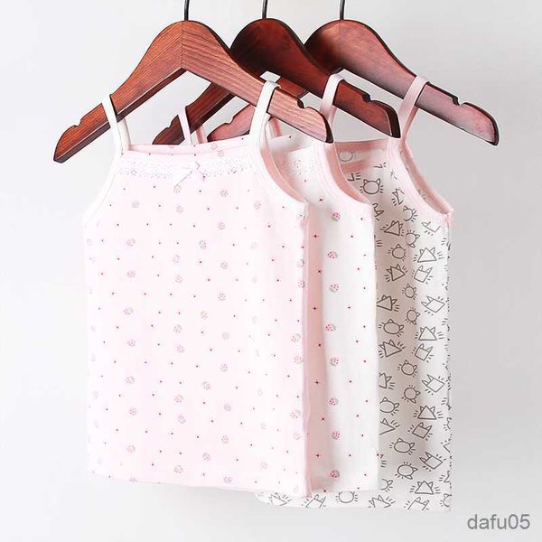 

tank 2022 baby girls tanks vests summer for girls new flower toddler girls tees 2-10y solid color style girls vest shirts r230817, Blue