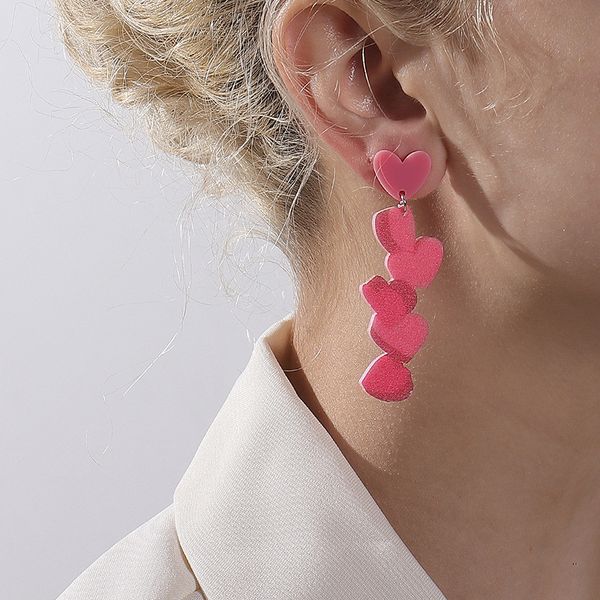 

irregular long love earrings for girls, cute and sweet acrylic, Silver