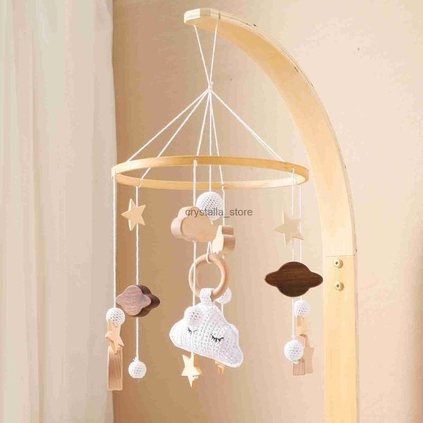 

baby cribs rattle toy 0-12 months wooden baby newborn music box bed bell hanging toys holder bracket infant crib toy item hkd230817