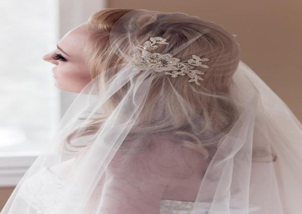 

fashion simple cut juliet cap crystal wedding veil bridal cap veils elbow length6310483, Black