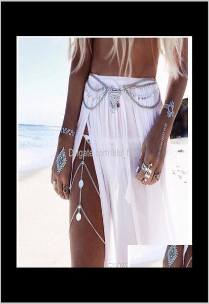 

summer arrival silver plated womens coin tassel leg jewelry body beach qlrig belly chains boexs1107217