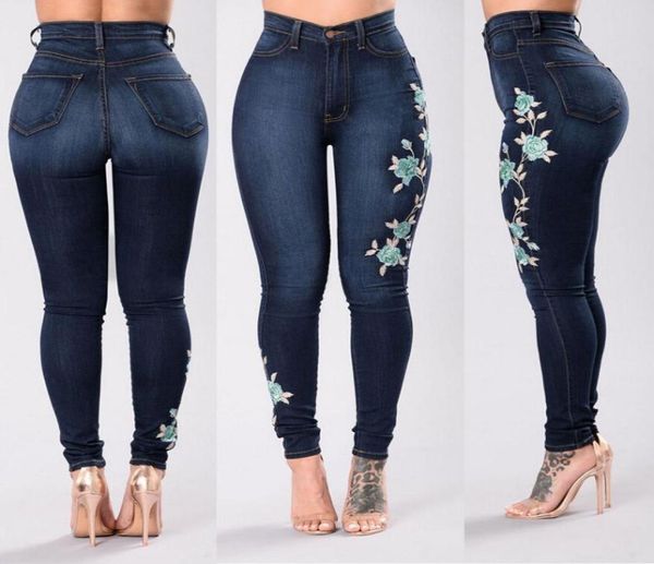 

ebaihui 2021 european and american casual jeans women039s skinny denim pants embroidered jeans trousers 634558708355373547, Blue
