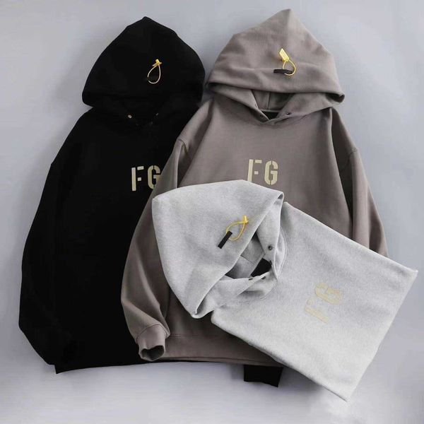 

ess hoodie fog season 7 essentials plush sweater women's autumn/winter hooded coat loose and thickened american fg hat, Black
