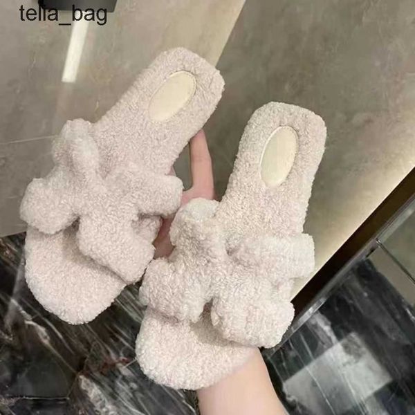 

shoes hermzs slippers 2023 furry of bear sandal wool oran dsigner slipper autumn and teddy designer daily wear winter women's flat bott