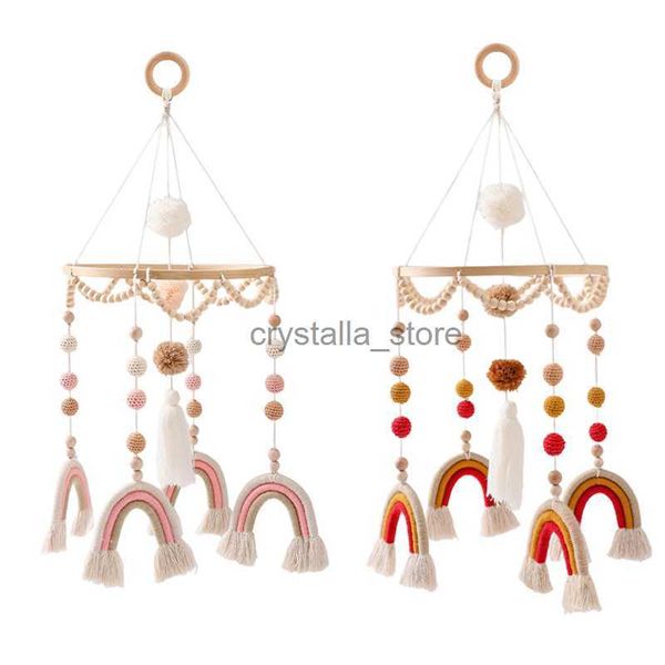 

baby toys wooden rattles nordic style rainbow infant crib bed bell room decor kids musical hanging toy birthday gifts hkd230817