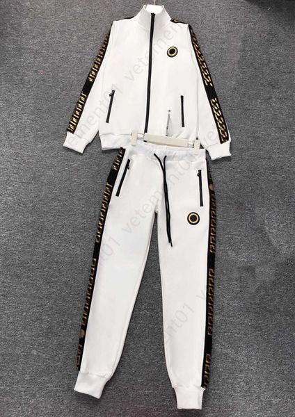 

womens mens tracksuit designer jacket two piece set high-quality healthy cotton fabric zip up jackets with sweatpants no change in shape and, White