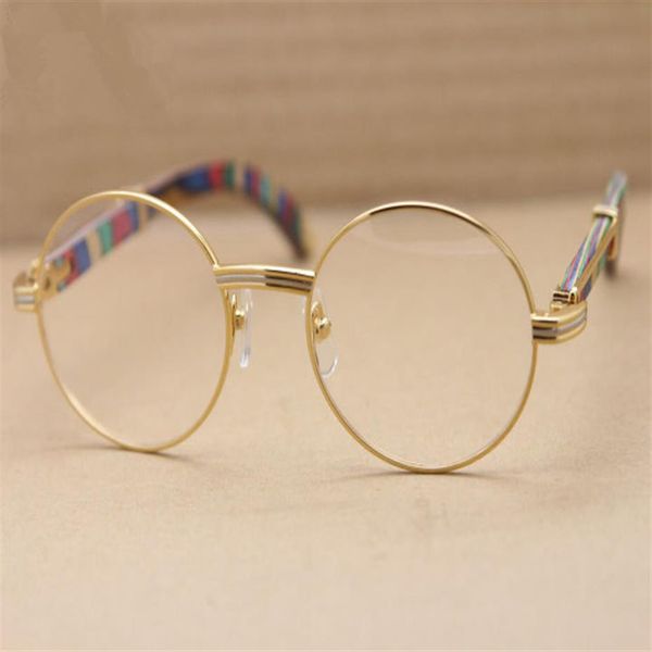

vintage optical glasses frame round frame peacock wood leg eyeglasses frame glasses for men women myopia frames 55mm with orignal 229s, White;black