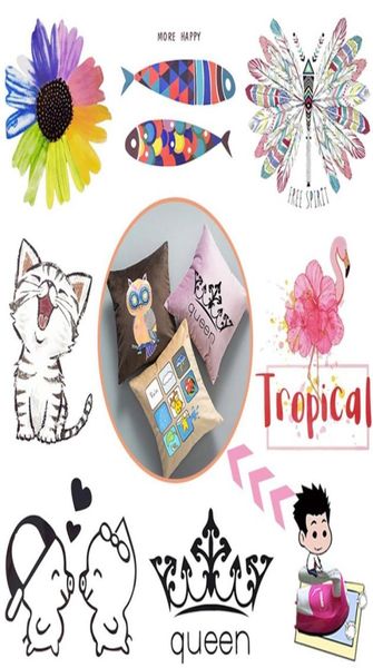 

cartoon animal iron on transfers patch flamingo cat heat transfer sticker washable thermal transfer paper for kids039 clothes b7666477, Black