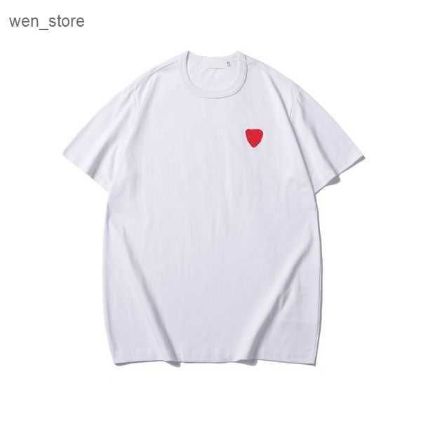 

t shirt play luxury brand fashion new tshirt cotton lovers loose casual shirt crew neck short sleeve shirts red heart commes clothes black w, White;black