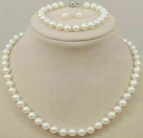 

78mm genuine natural freshwater white pearl necklace set 180390392235553, Black