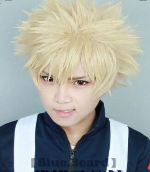 

bakugou katsuki my hero academia baku no hero short blonde fluffy cosplay wig9914390, Black;brown