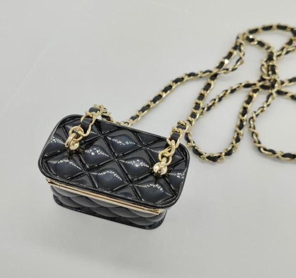 

2023 luxury quality charm long chain pendant necklace with black genuine leather handbag box design have box stamp ps32858554846, Golden