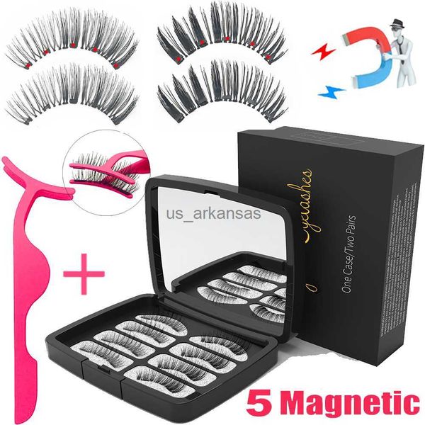 

false eyelashes lekofo 4 pairs 5 magnet magnetic eyelashes set 6d mink eye lashes reusable false lashes faux cils magnetique natural hkd2308