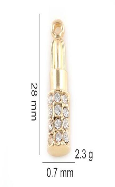 

20pcslot 28x07mm goldsilver color lipstick hang pendant charms fit for glass magnetic memory floating locket6400623, Bronze;silver
