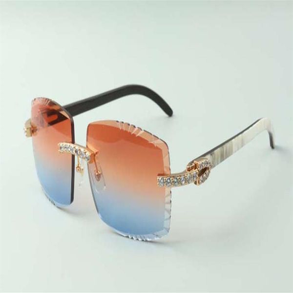 

2021 designers xl diamonds sunglasses 3524022 cutting lens natural white and black hybrid buffalo horns glasses size 58-18-140m283c, White;black