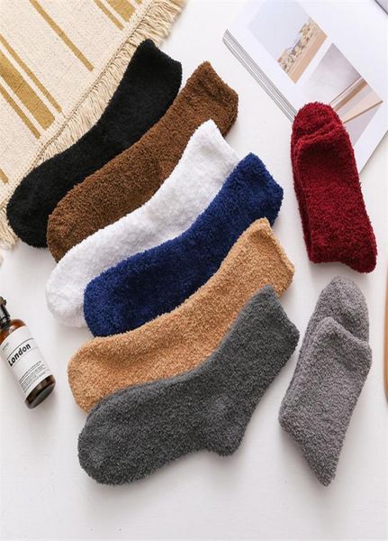 

2020 new style autumn winter thick casual women men socks solid thickening warm terry socks fluffy short cotton fuzzy male1862911, Black