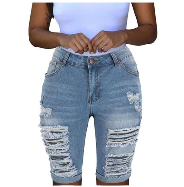 

women039s shorts 2021 summer denim short jeans women mid waist hole ripped fashion casual slim lady pants streetwear8163392, White;black