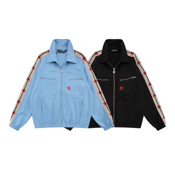 

designer palm five-pointed star h letter striped pants high street straight-leg pants side star men's coat for men and women couples re, Gray