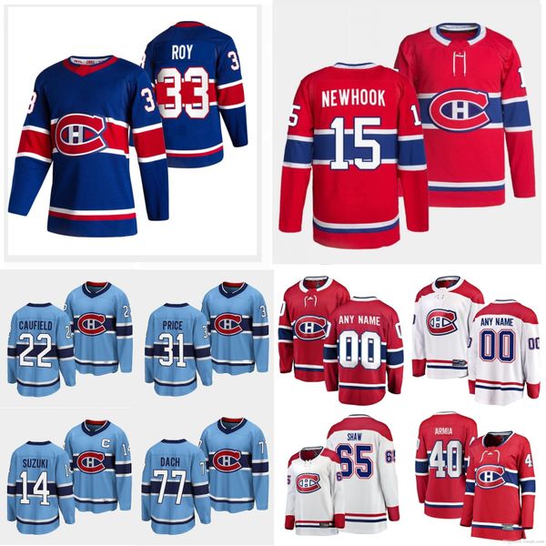 

15 alex newhook nick suzuki canadiens jersey cole caufield kirby dach sean monahan christian dvorak kaiden anderson david montreal savard xh, Black;red