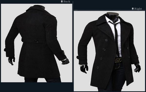 

new men slim long doublebreasted woolen trench coats windbreaker men thicken warm coat jacket outwear overcoat winter slim clothi5033760, Tan;black