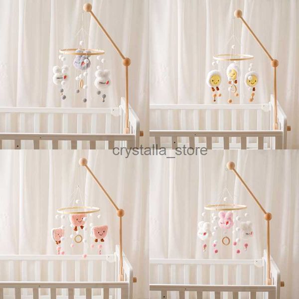 

baby wooden bed bell toys plush rabbit rattles hanging pendant newborn toys crib bracket montessori toys baby birth gift hkd230817