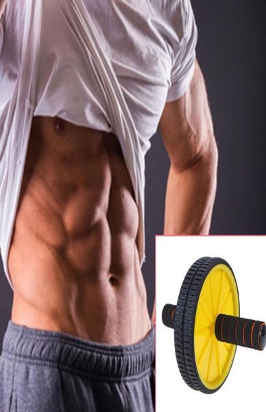 

1pcs yellow muscle doublewheeled updated abdominal wheel roller gym fitness equipment accessory workout gym roller great new y1899228739