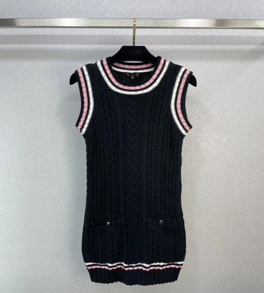 

milan runway dresses 2023 spring summer o neck sleeveless print women039s designer dress brand same style clothing 0217017750696, Black