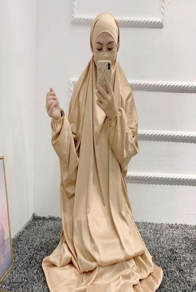 

ethnic clothing satin prayer dress women batwing jilbab long khimar hooded hijab dresses ramadan islam dubai full cover muslim aba6841524, Red