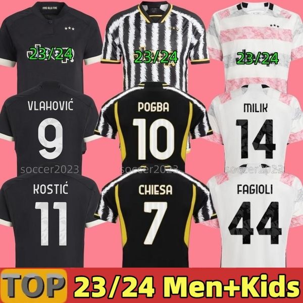 

2023 juventus fagioli bonucci arthur pogba di maria mckennie milik soccer jersey vlahovic locatelli chiesa arthur 23 24 men kids kit camiset, Black;yellow