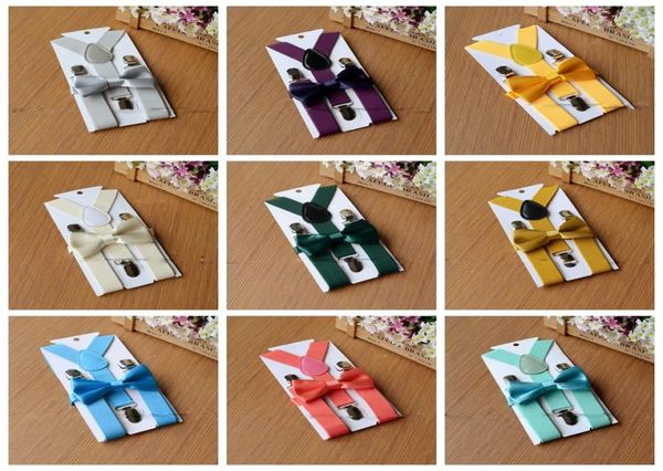 

kids suspenders bow tie set for 110t baby braces elastic yback boys girls suspenders accessories 34 style7211081, Black