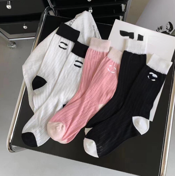 

spring and summer thin cotton socks tube sock female trendy sock socialite temperament contrast color ins trendy socks, Black;white